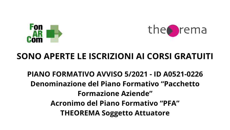 PIANO FORMATIVO AVVISO 5/2021 – ID A0521-0226